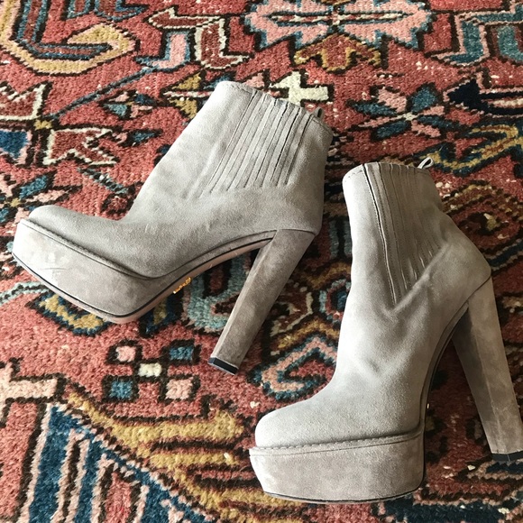 Prada Shoes - PRADA GREY SUEDE BOOTIES